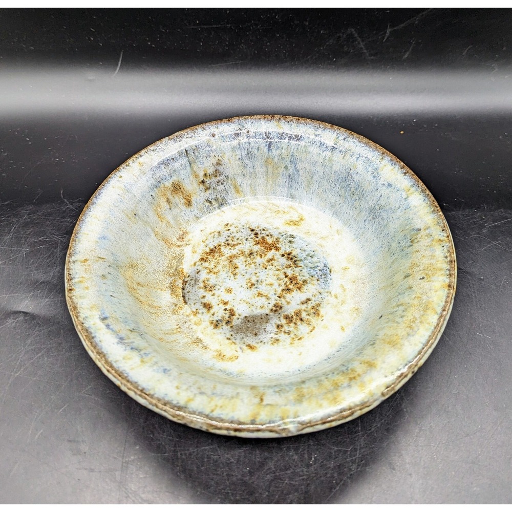 Handmade Studio Art Pottery Stoneware Cereal Bowl 8" White Cream Brown Vintage